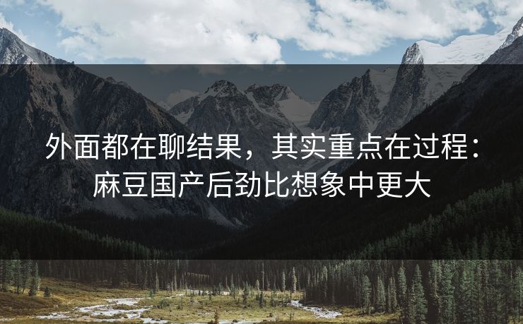外面都在聊结果,其实重点在过程:麻豆国产后劲比想象中更大 外面都在聊结果,其实重点在过程:麻豆国产后劲比想象中更大